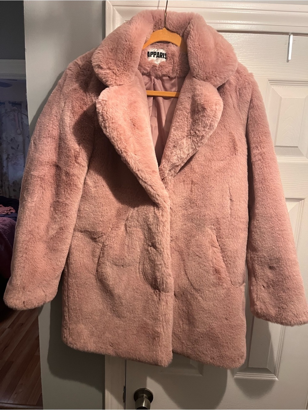 Apparis Rose Pink Teddy Faux-Fur Coat